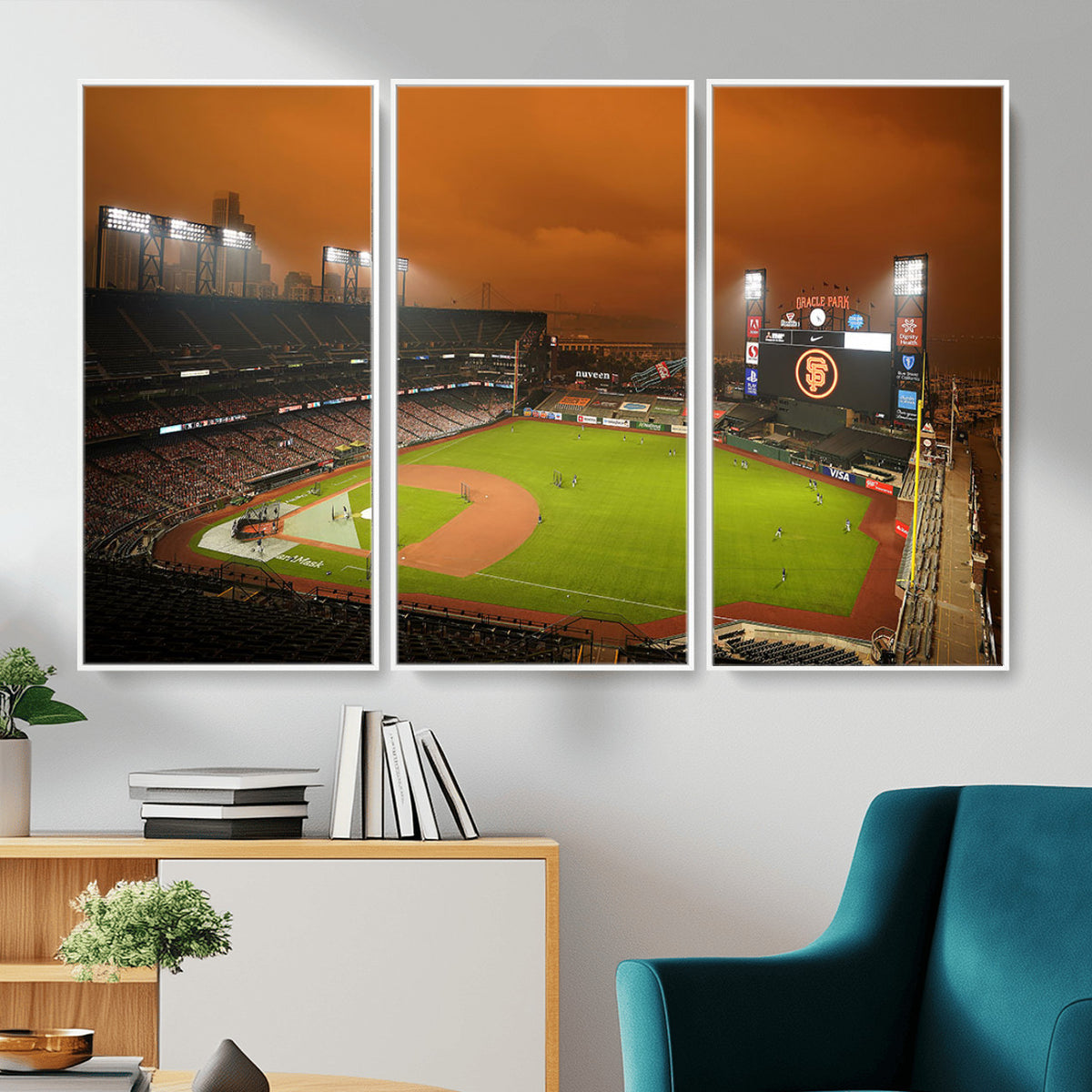 31315-MGV-CV-36X24 - San Francisco Giants Baseball Team Print, Oracle Park Stadium Wall Art Canvas Print