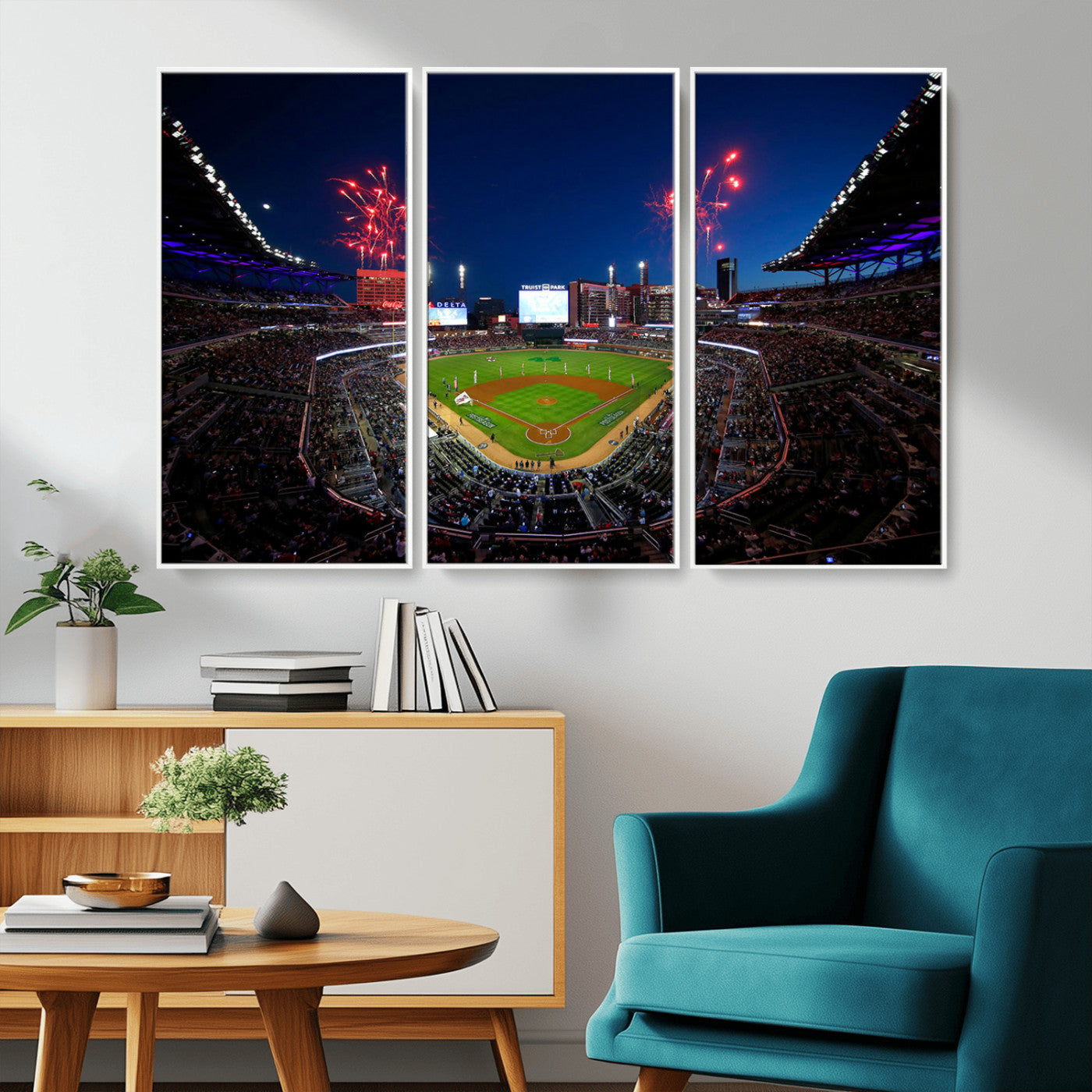 MGV-FC-48X32-3P - Truist Park Atlanta Braves Baseball Stadium Wall Art Print | Large 3-Panel Canvas Print for Sports