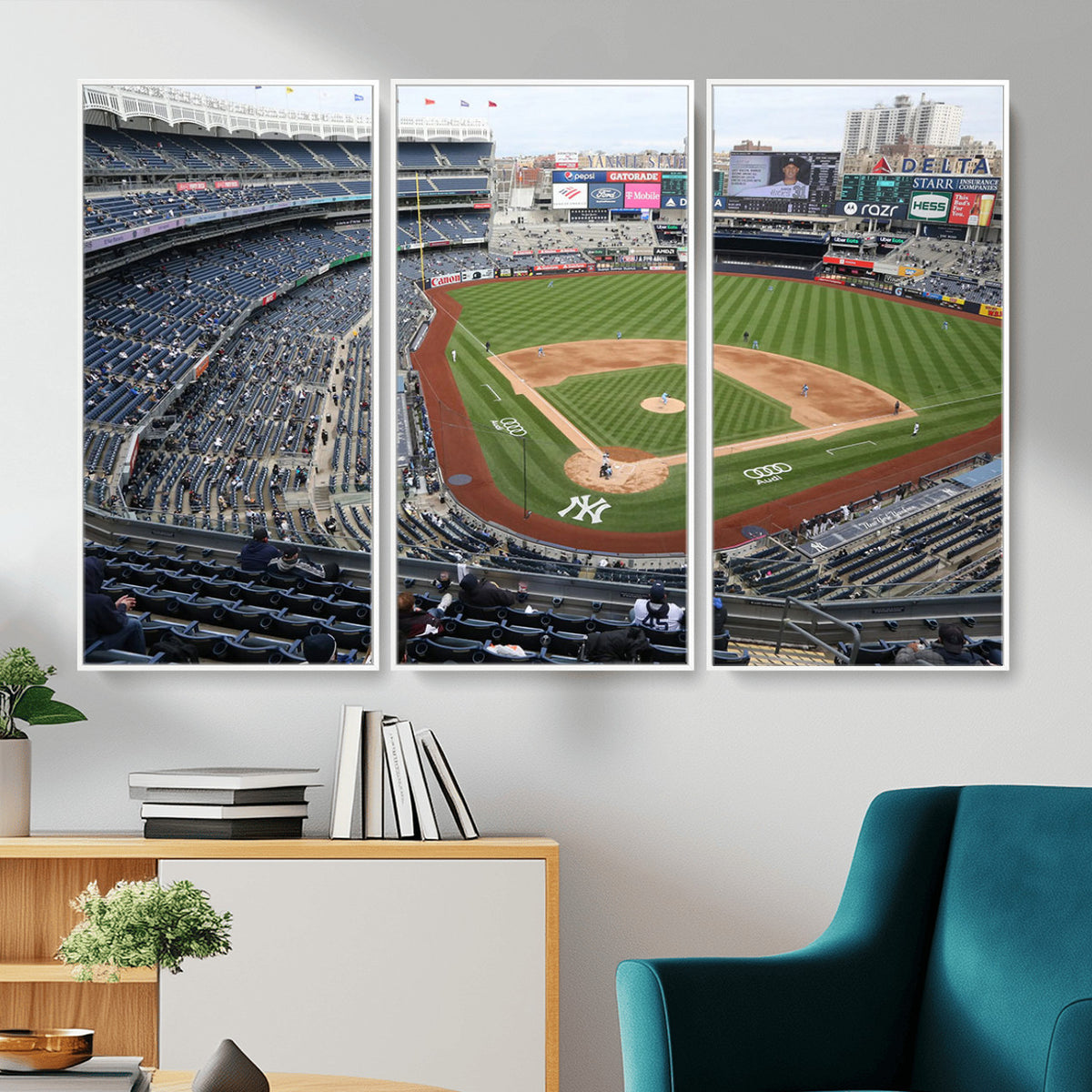 45784-MGV-CV-36X24 - New York Yankees Baseball Team Print, Yankee Stadium Wall Art Canvas Print
