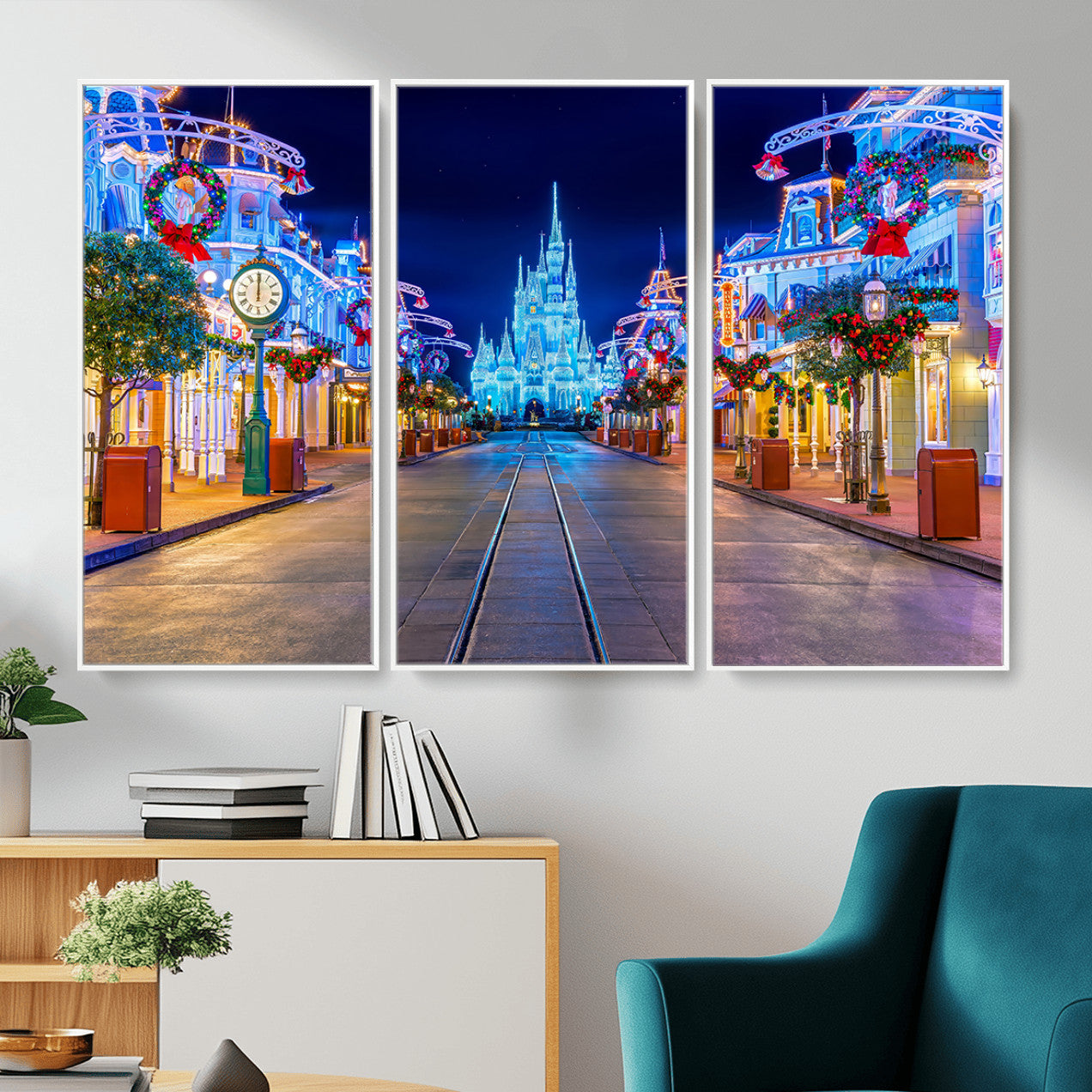 12470-MGV-CV-36X24 - Disney Wall Art | Castle Large Wall Art Disney Magic Kingdom Print for Kids Room Decoration | Disney