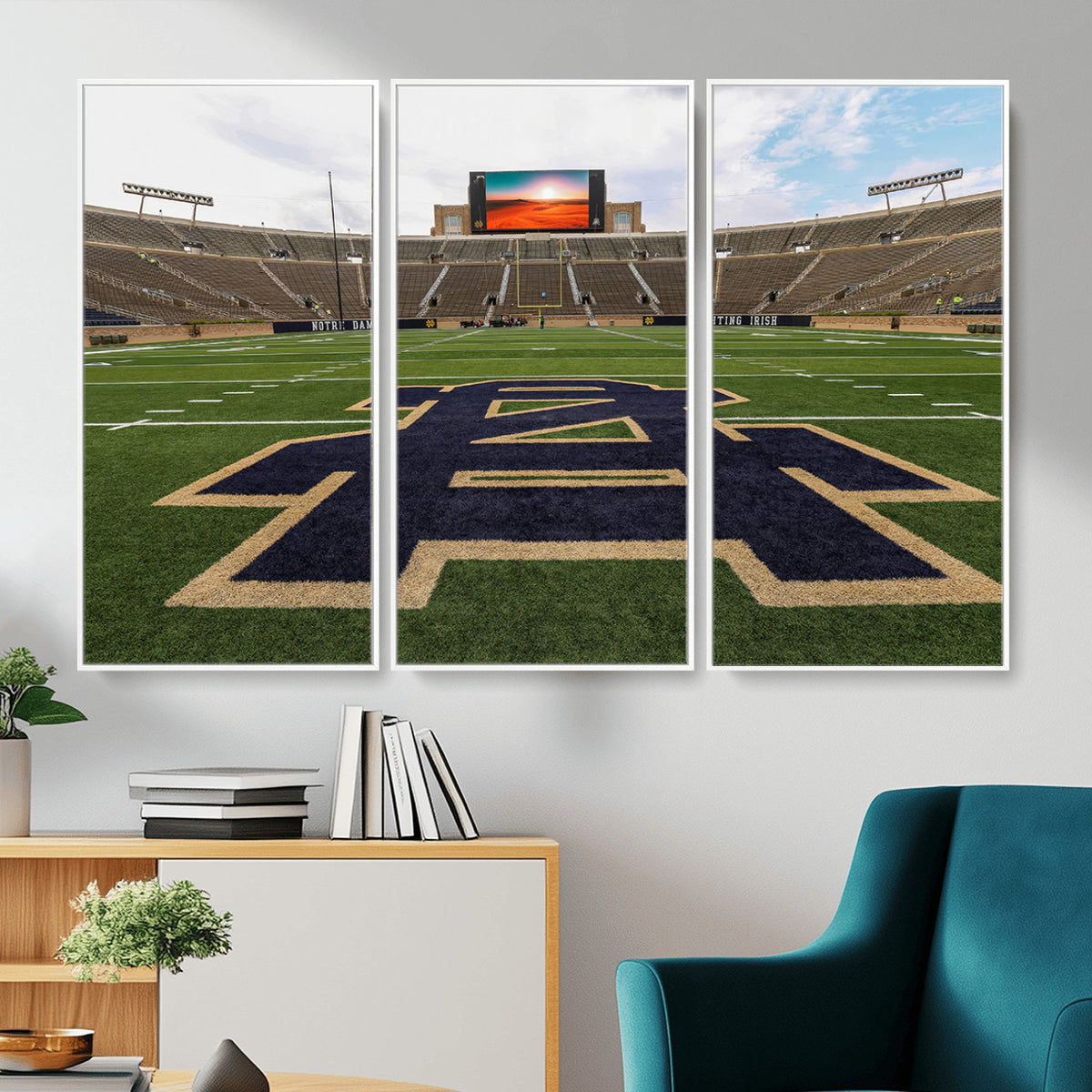 52835-MGV-CV-36X24 - Notre Dame Stadium Giclee Canvas Print | Triptych Wall Art Featuring Iconic Notre Dame Football