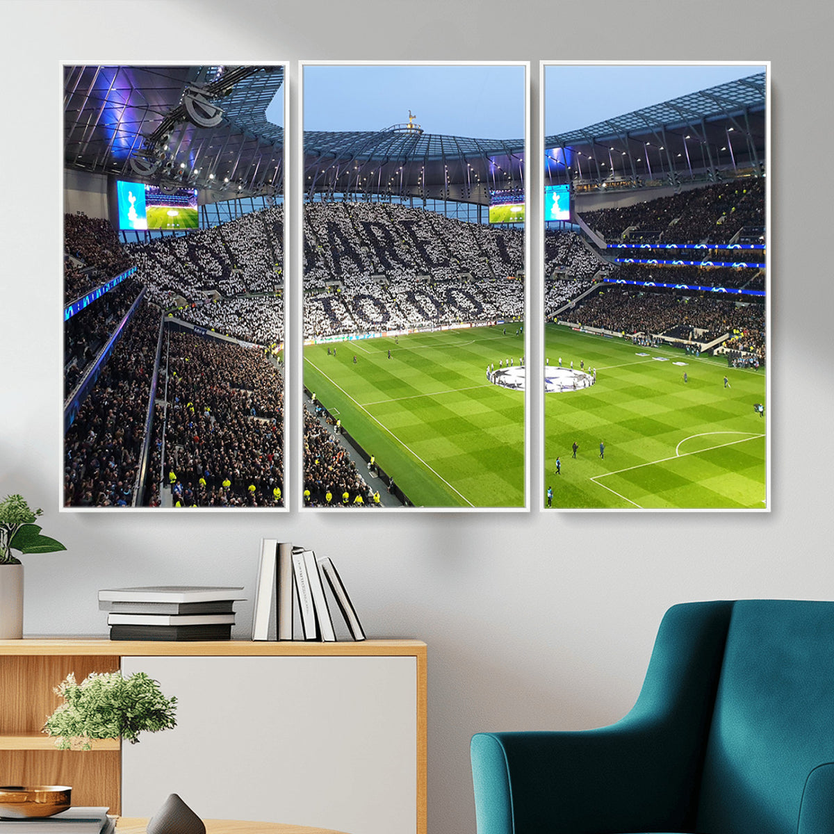 38765-MGV-CV-36X24 - Tottenham Hotspur Stadium Canvas Print, Match Day Triple Canvas Wall Art