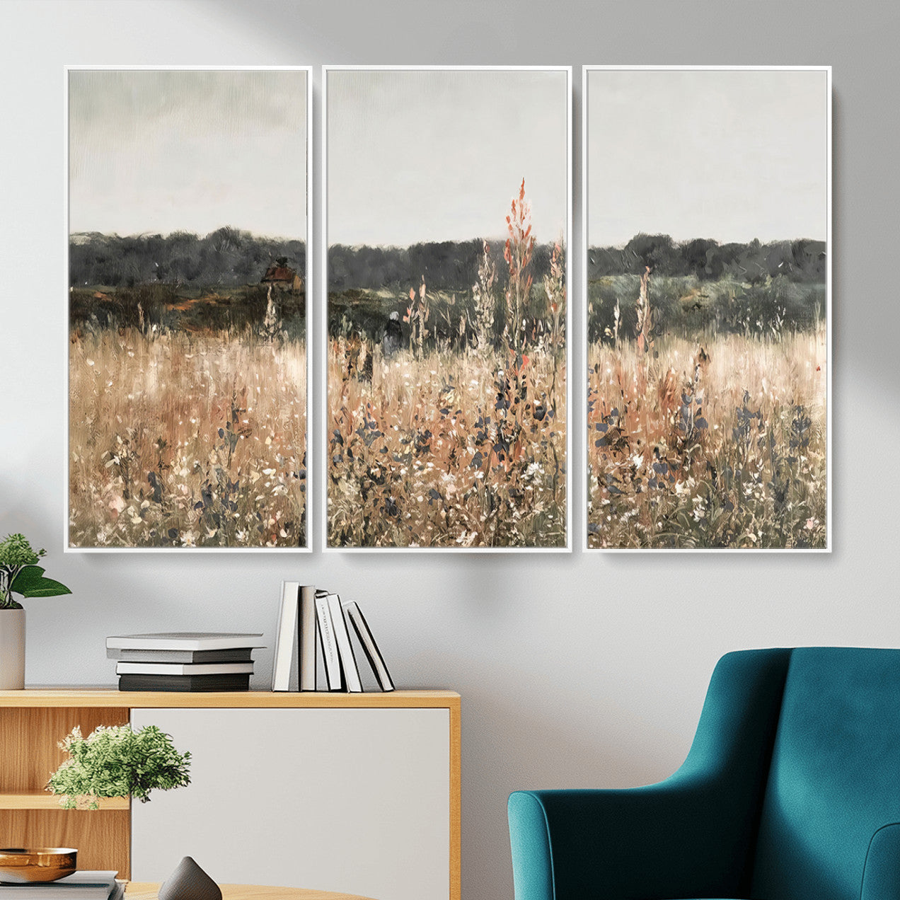 16595-MGV-CV-36X24 - Rustic Field Landscape Wall Art Print, Abstract Field Canvas Wall Art for Barn Decoration