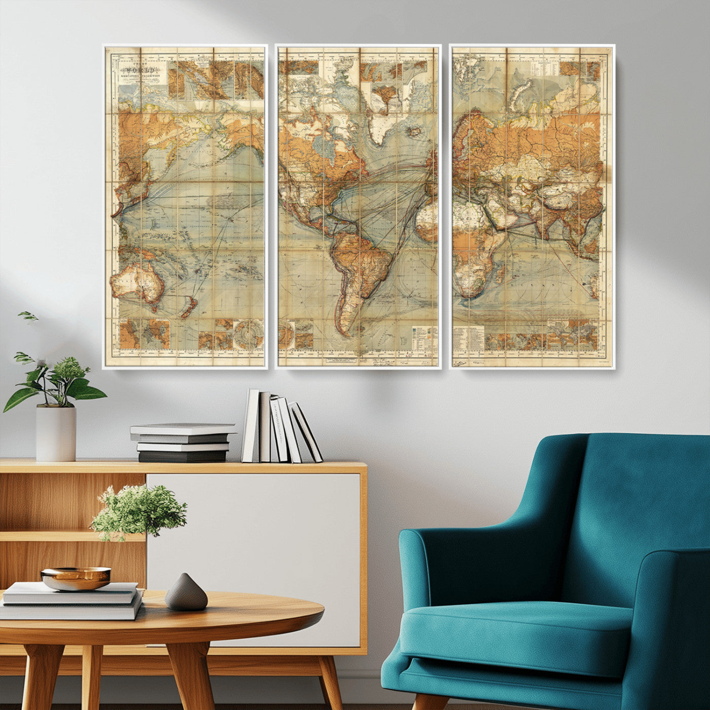 MGV-FC-48X32-3P - Push Pin World Map Canvas Print – Framed Wall Art for Couples to Track Their Travels – Anniversary