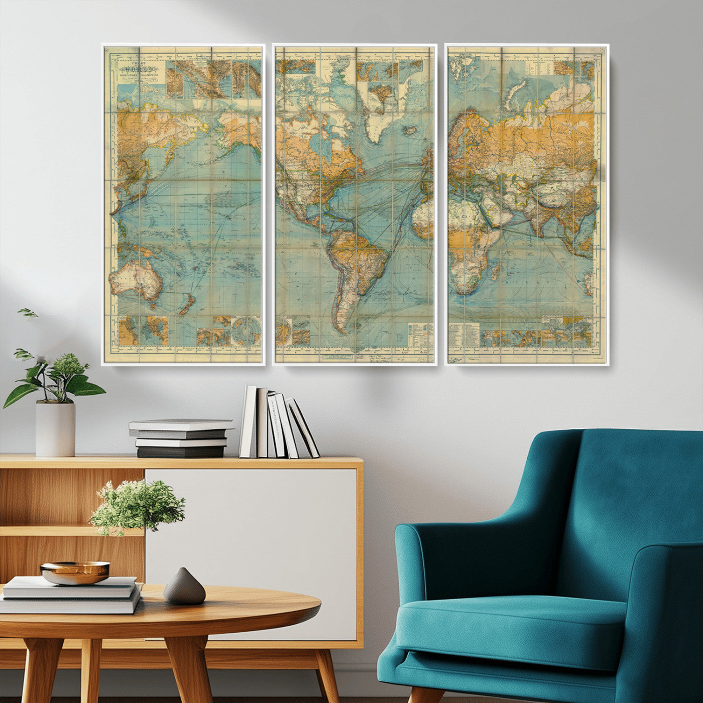 MGV-FC-48X32-3P - Push Pin World Map Canvas Print – Framed Wall Art for Couples to Track Their Travels – Anniversary