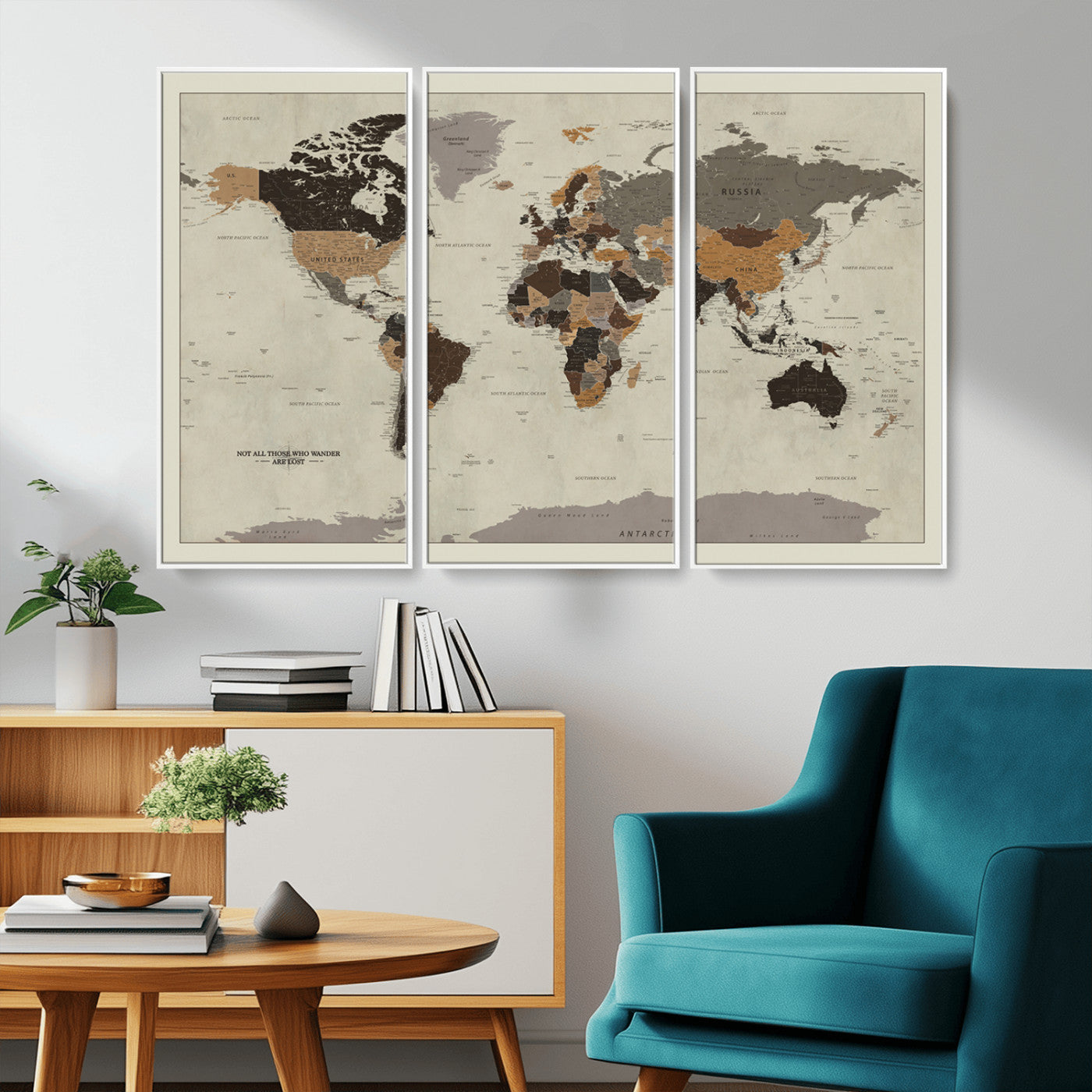 MGV-FC-48X32-3P - Push Pin World Map Canvas Print – Framed Wall Art for Couples to Track Their Travels – Anniversary