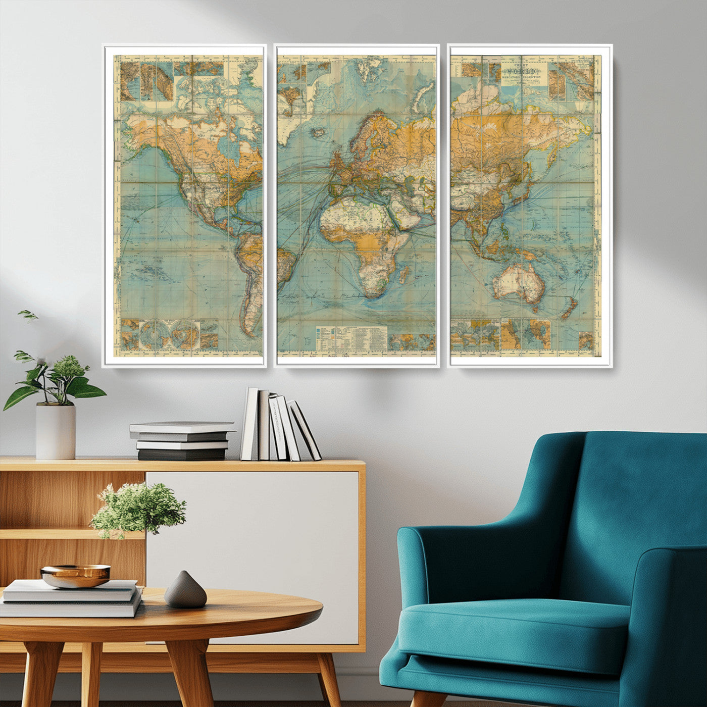 MGV-FC-48X32-3P - Push Pin World Map Canvas Print – Framed Wall Art for Couples to Track Their Travels – Anniversary