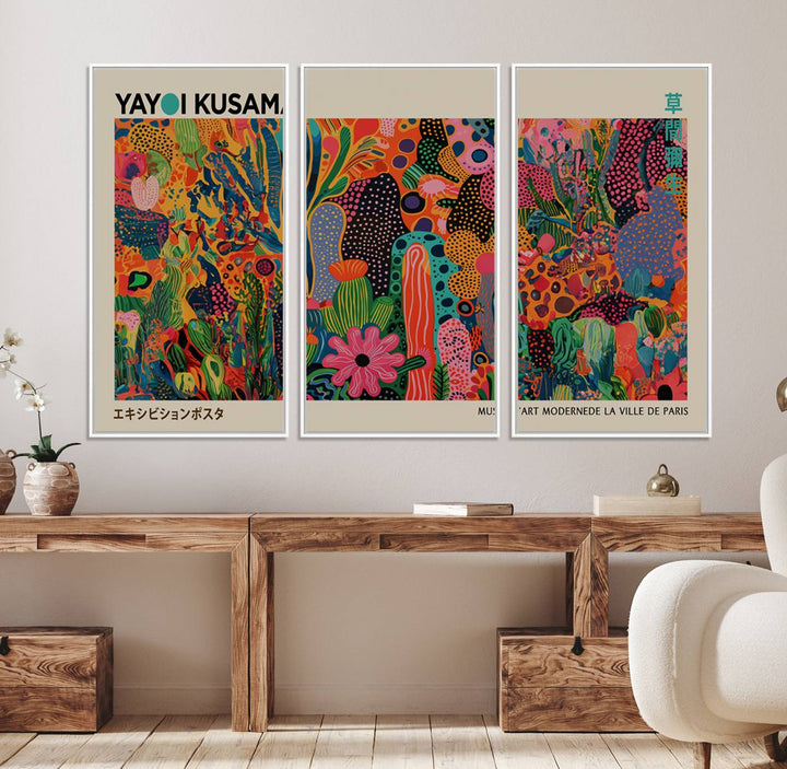 Framed Yayoi Kusama 1986 Wall Art Print adds contemporary style.