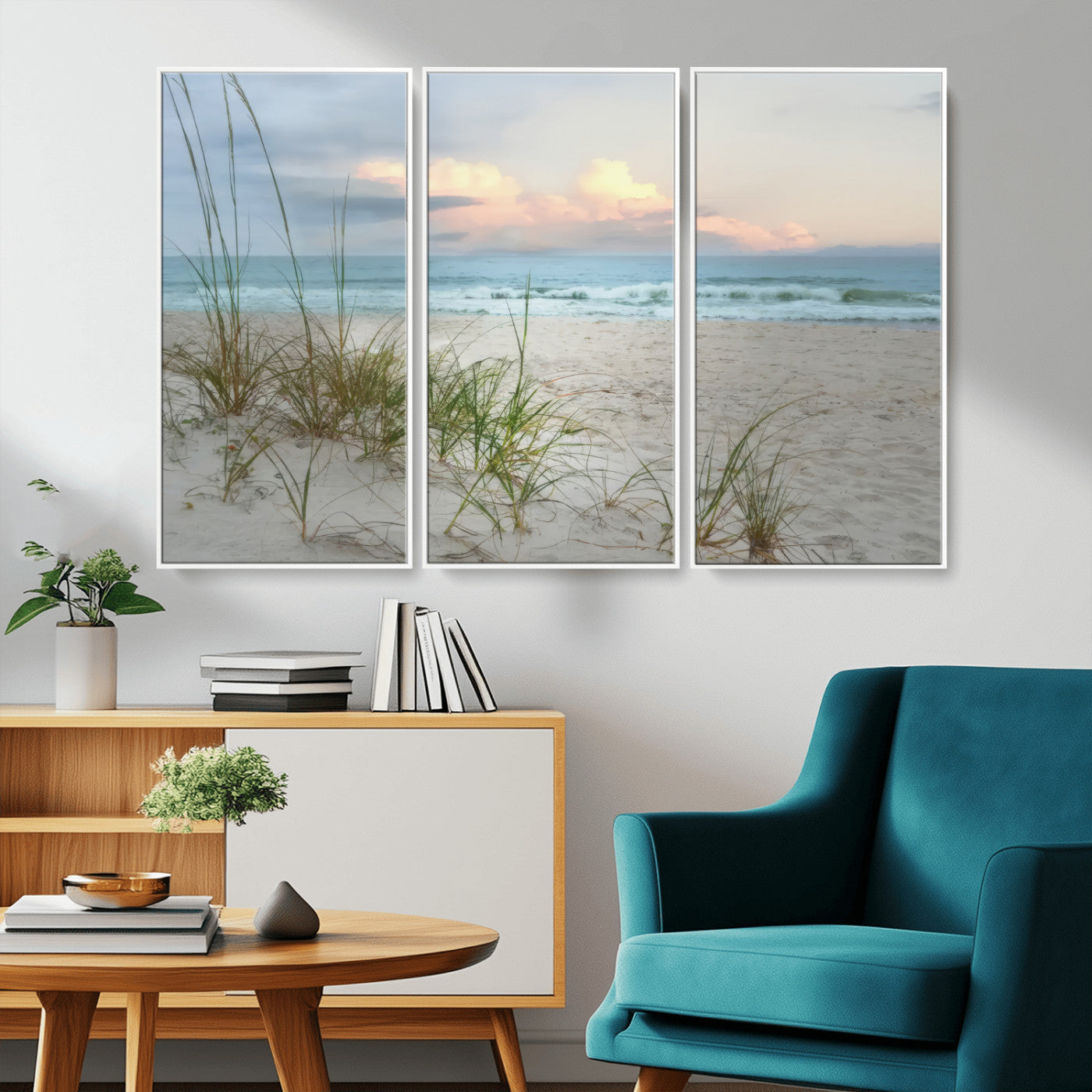 MGV-FC-48X32-3P - Flight Over Coastal Beach Landscape, Flight Over Coastal Beach Print Canvas Wall Art