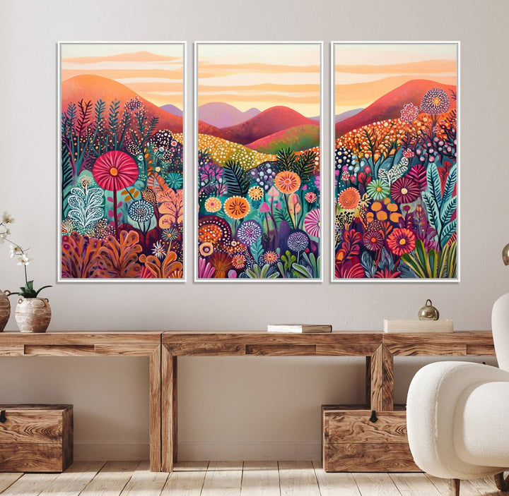 Yayoi Kusama 1986 Wall Art Print—a vibrant, Wabi Sabi abstract landscape that enhances tranquility.