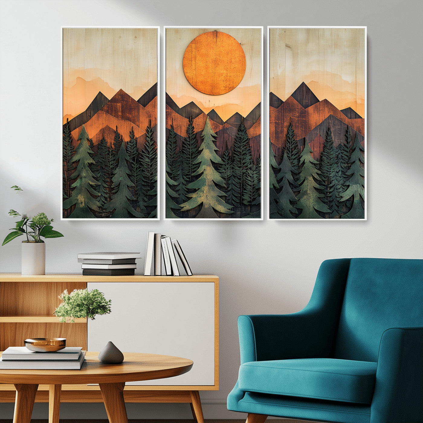 MGV-FC-48X32-3P - Sunset Mountain Landscape Canvas Wall Art Print - Nature Decor for Living Room, Office