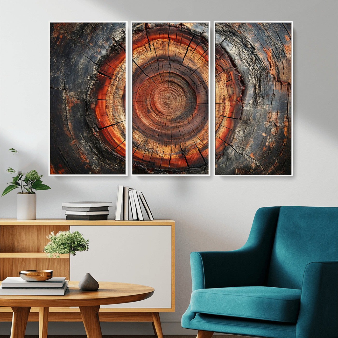 MGV-FC-48X32-3P - Wood Grain Canvas Wall Art - Framed Abstract Tree Ring Framed Wall Art, Wood Grain Canvas Wall