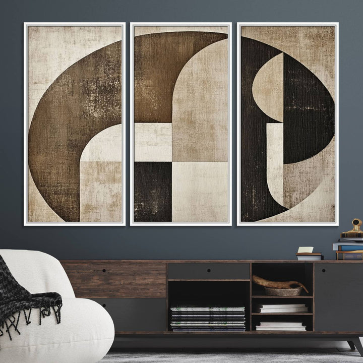 The Wabi Sabi Geometric Minimalist Wall Art Canvas Print is a modern abstract canvas featuring neutral mid-century art, ideal for zen and minimalist decor.