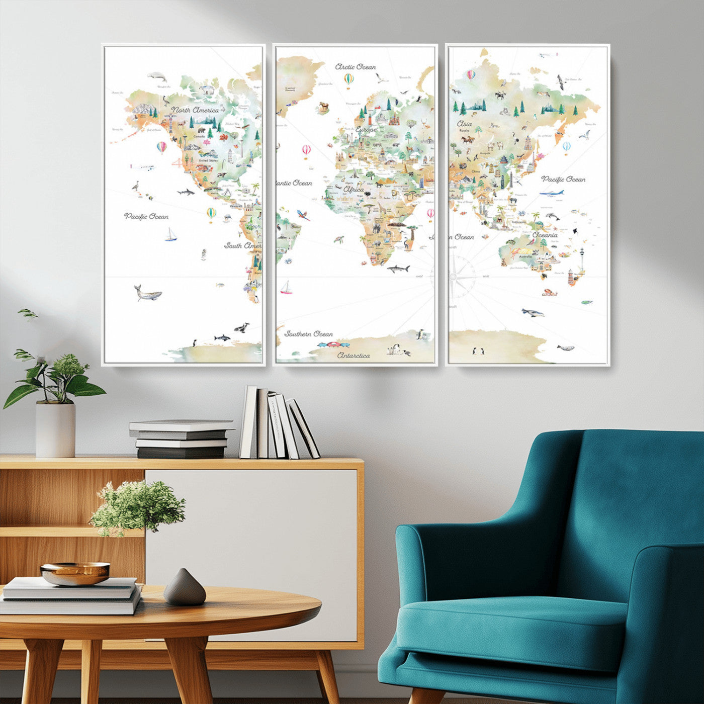 MGV-FC-48X32-3P - Push Pin World Map Canvas Print – Framed Wall Art for Couples to Track Their Travels – Anniversary