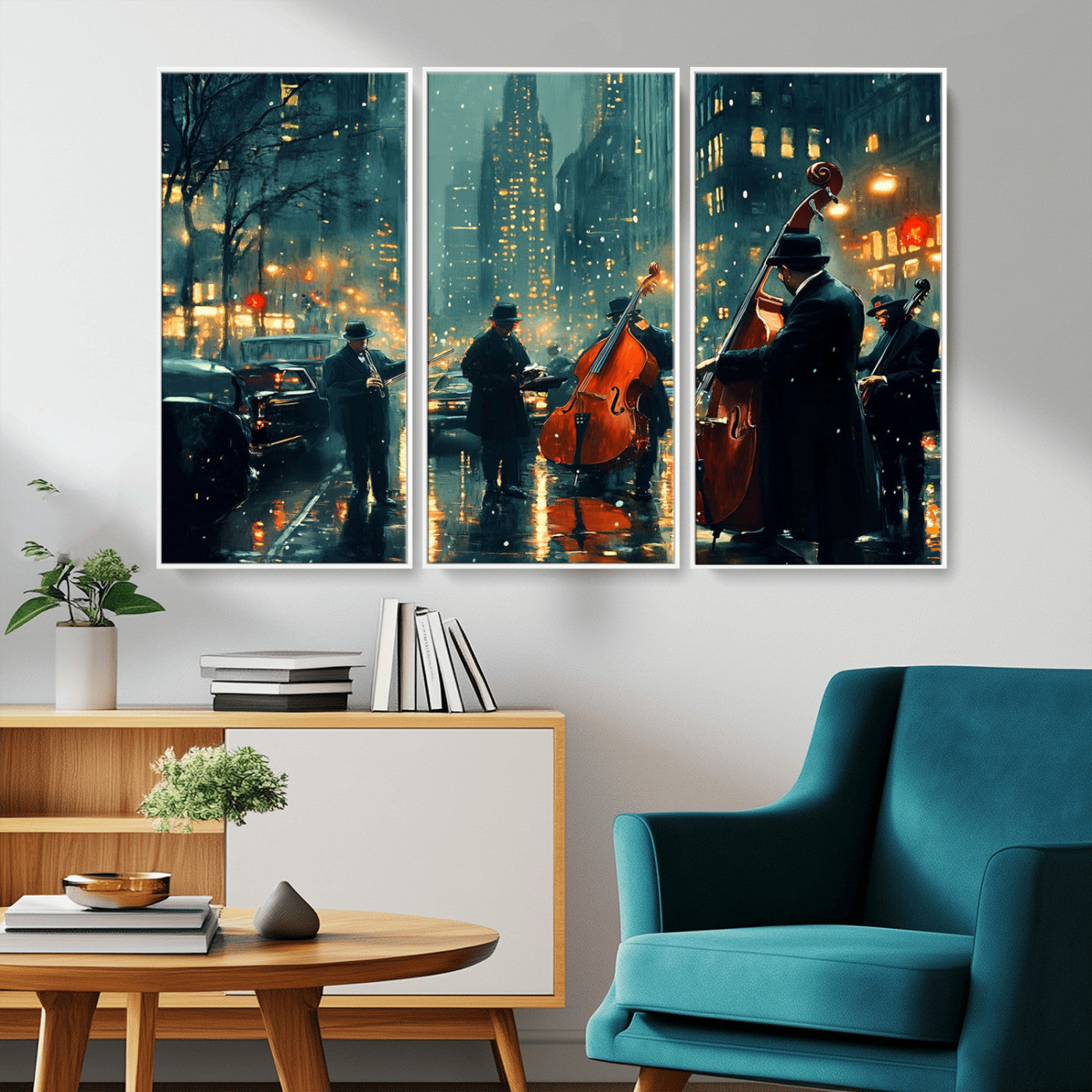 MGV-FC-48X32-3P - African American Jazz Art Print - Framed Abstract Music Canvas - Colorful Instrument Poster for