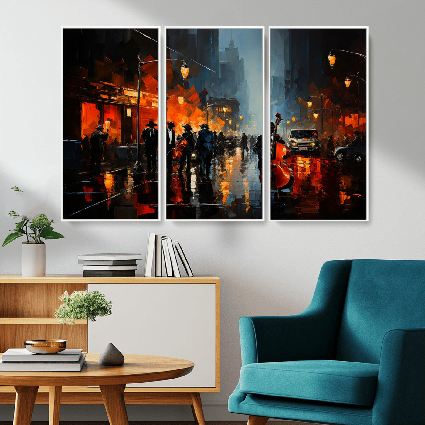 MGV-FC-48X32-3P - Winston Porter Jazz Wall Art - African American Music Canvas - Abstract Colorful Music Art - Framed