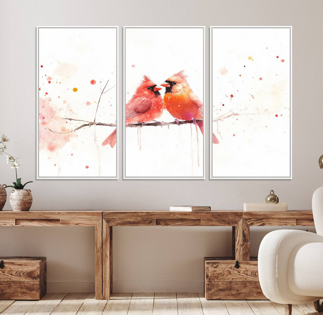 The Cardinal Bird Canvas Wall Art adds vibrant wildlife art to the wall.