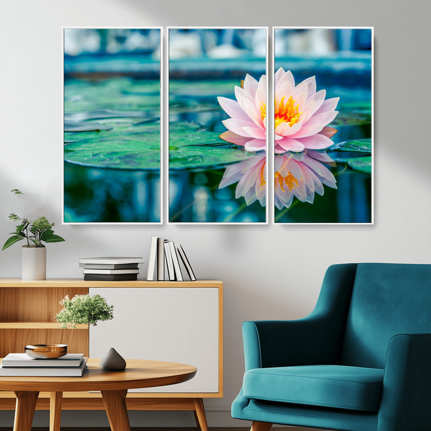 MGV-FC-48X32-3P - Lotus Flower Wall Art Canvas Print, Water Lily Large Wall Art Canvas Print for Yoga Room Decor,