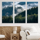 84598503-MGV-CV-36X24-Misty Forest Wall Art Canvas Print, Framed Pine Hills Art Picture Print, Moody Hills Perfect Moody Woodland Decor Artwork
