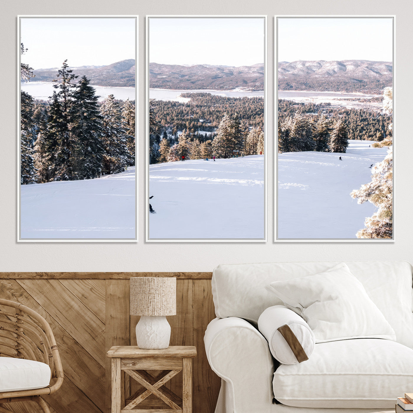 79857868-MGV-CV-36X24-Snowy Mountain Wall Art Canvas Print, Framed Ski Slope Art Picture Print, Winter Forest Perfect Rustic Decor, Framed Ski Slope Canvas