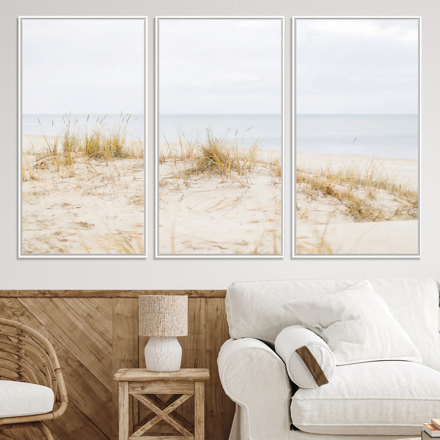 13146857-MGV-CV-36X24-Beach Dunes Wall Art Canvas Print, Framed Coastal Grass Art Picture Print, Sand Perfect Minimalist Decor, Framed Sand Dunes Canvas
