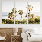 94707294-MGV-CV-36X24-California Coast Wall Art Canvas Print, Framed Palm Trees Art Picture Print, Coastal Landscape Perfect Coastal Minimalist Decor