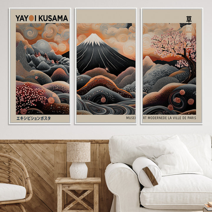 Yayoi Kusama Wall Art Canvas, Large Abstract Print, Framed Kusama Polka Dot Art Print, Yayoi Kusama Wall Decor