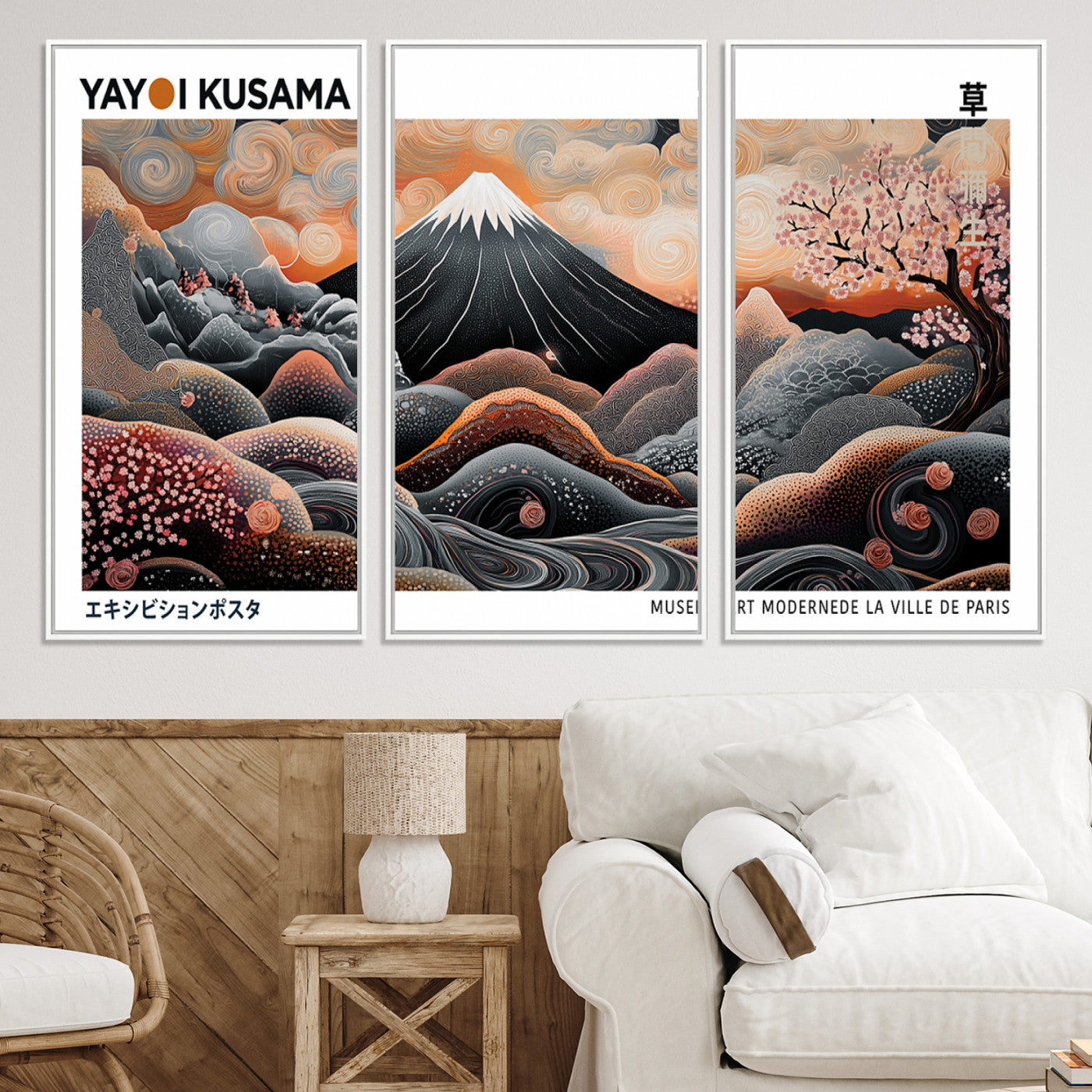 63125329-MGV-CV-36X24-Yayoi Kusama Wall Art Canvas Print, Framed Contemporary Dot Art Picture Print, Japanese Style Perfect Japanese Decor