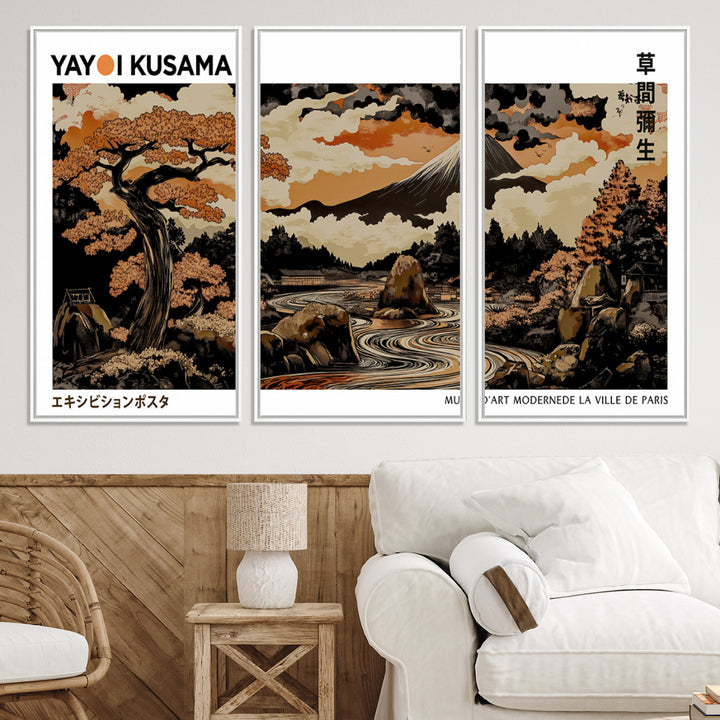 Modern Japanese Wall Art Print Yayoi Kusama Canvas Wall Art Abstract Mount Fuji Canvas Print Japanese Landscape Art Printing