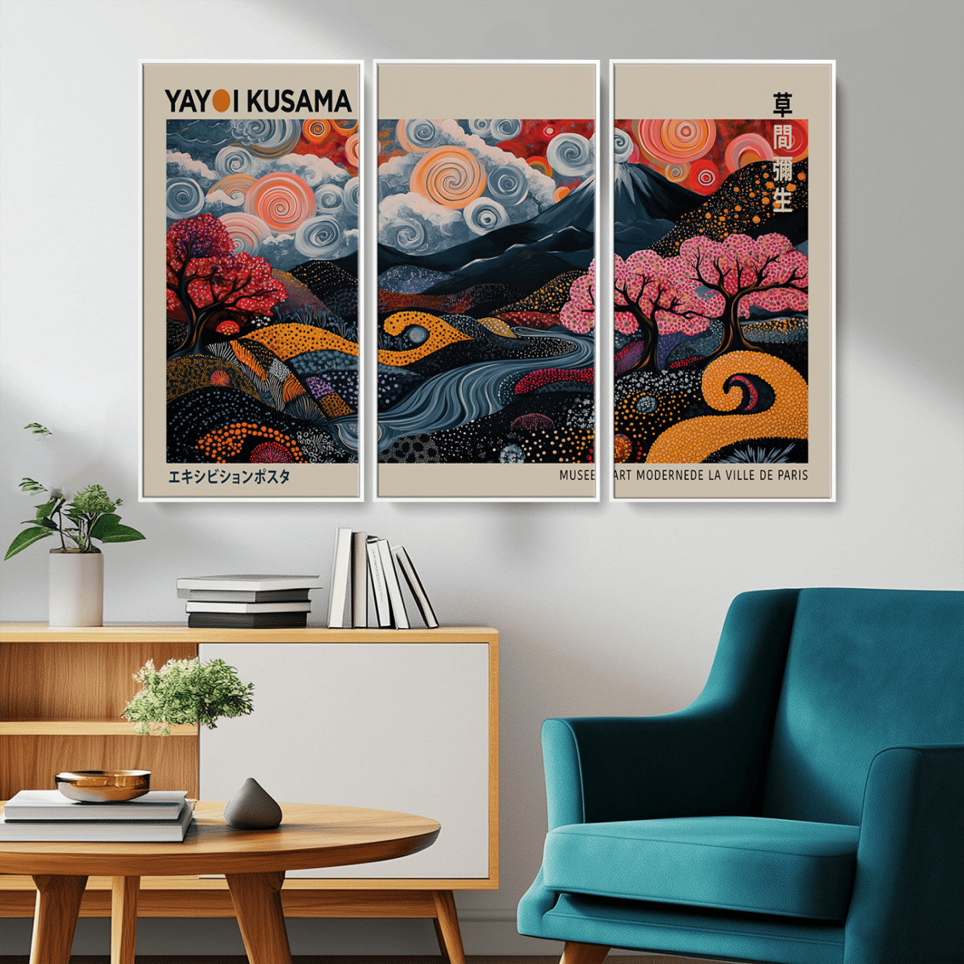 MGV-FC-48X32-3P - Modern Japanese Wall Art Print Yayoi Kusama Canvas