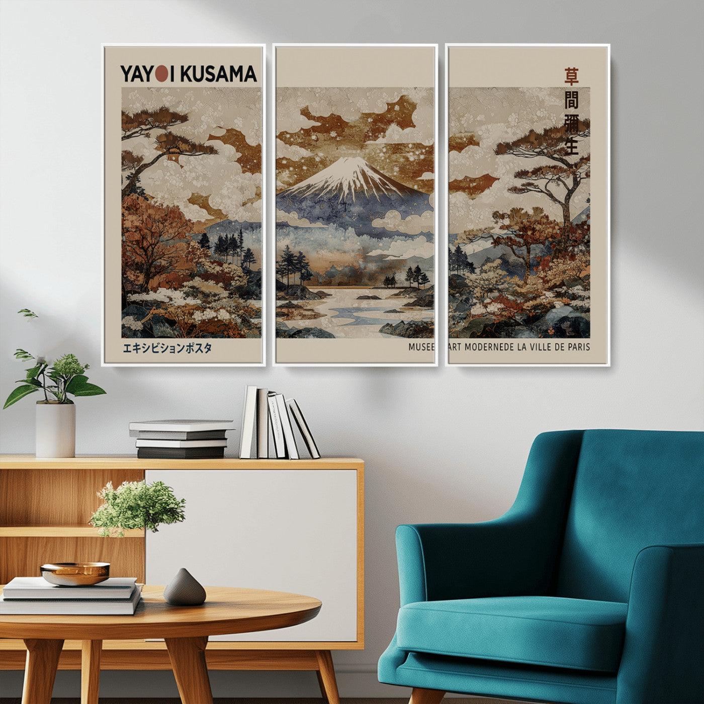 MGV-FC-48X32-3P - Yayoi Wall Art: Transform Your Space, Modern Japanese Wall Art Print Yayoi Kusama Canvas Wall Art