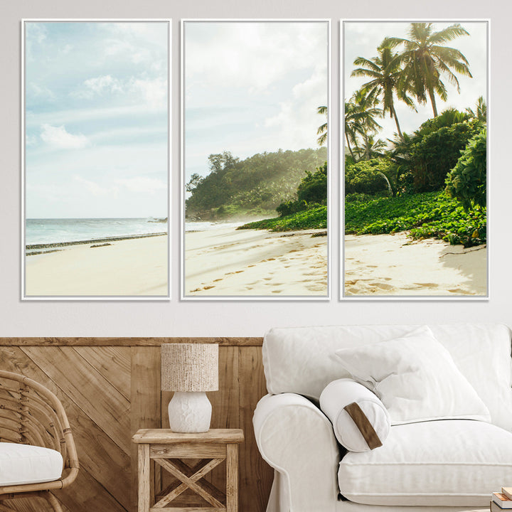 Relaxing Beach Wall Art Canvas Print, Framed Ocean View Art Picture Print, Coastal Serenity Perfect Tropical Coastal Decor Artwork