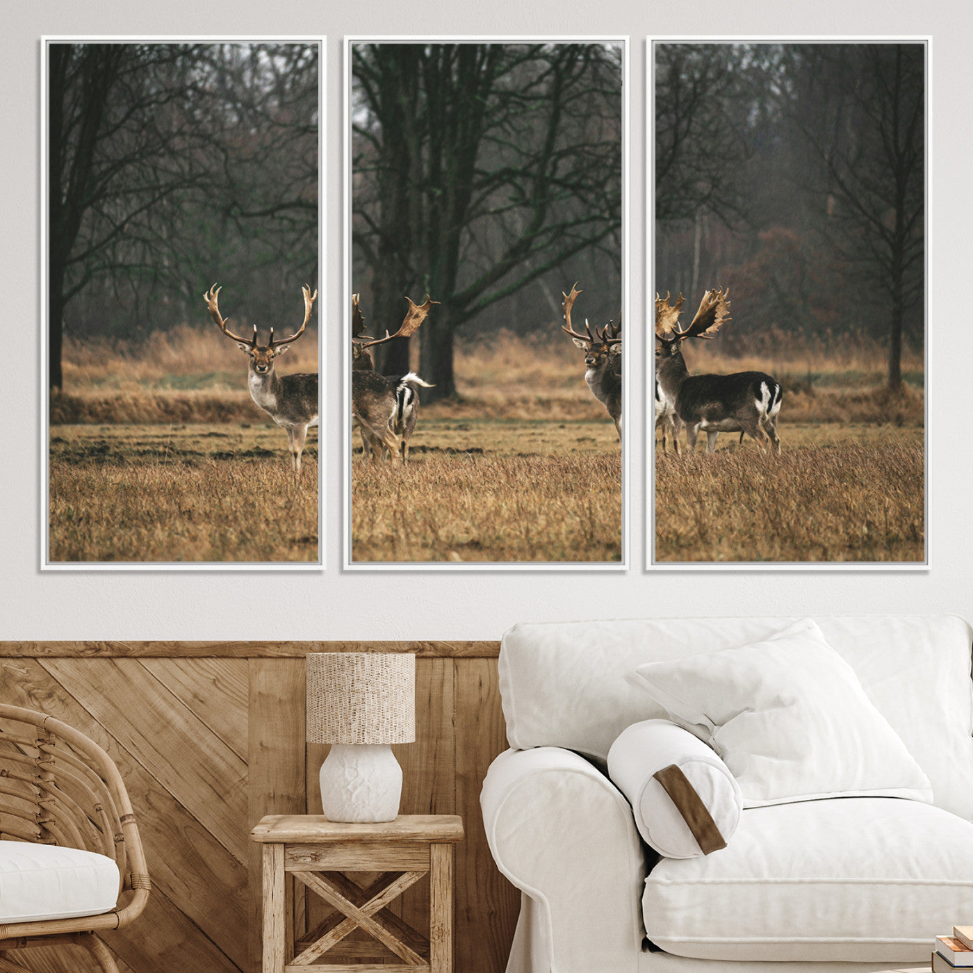 55348744-MGV-CV-36X24-Deer Photography Wall Art Canvas Print, Framed Rustic Wildlife Art Picture, Rustic Deer Wall Art Print