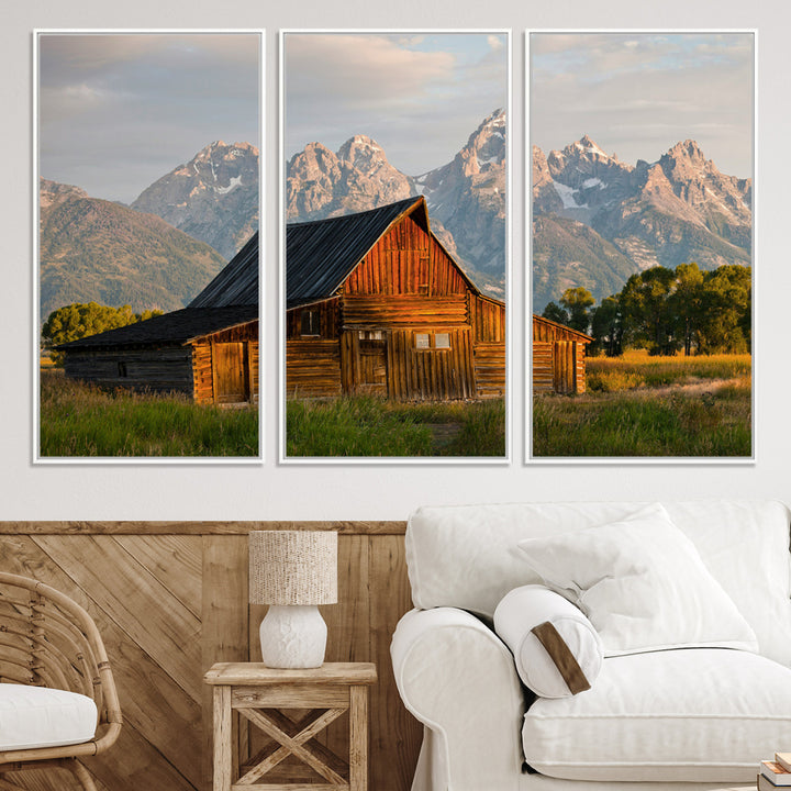 Rustic Barn Wall Art Canvas Print, Framed Western Landscape Art Picture Print, Farmhouse Style Perfect Rustic Farmhouse Decor Artwork