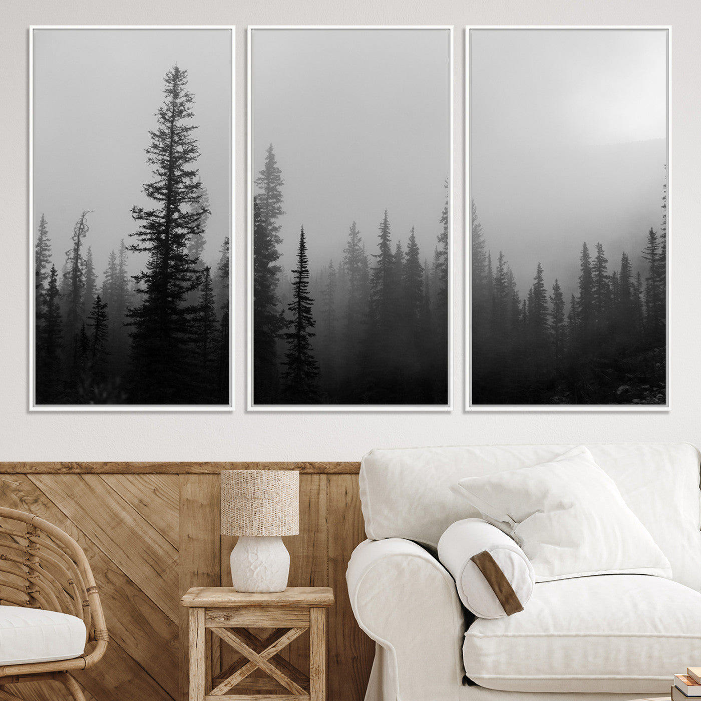 73138900-MGV-CV-36X24-Misty Pines Wall Art Canvas Print - Perfect Rustic Decor