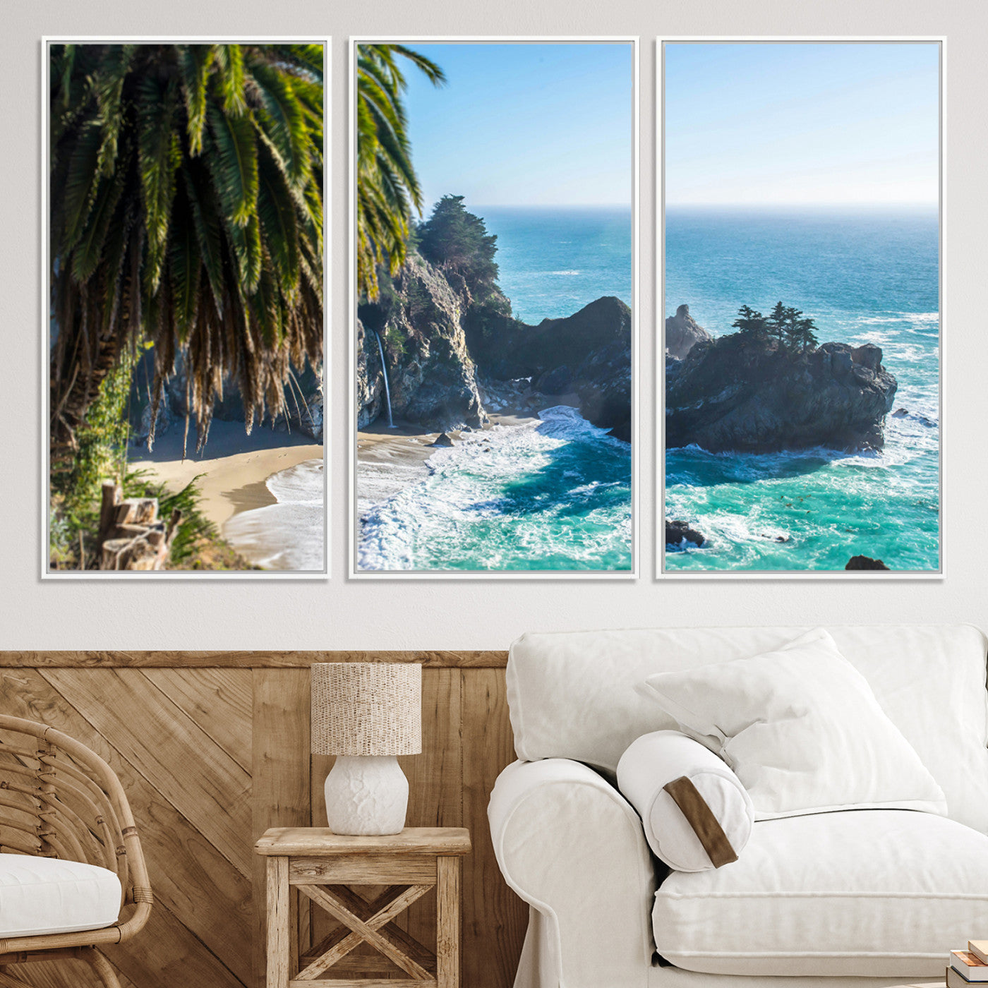 49714835-MGV-CV-36X24-Big Sur Photography Wall Art Canvas Print, Framed California Coastline Art Picture Print, Tropical Seascape Perfect Coastal Minimalist Decor