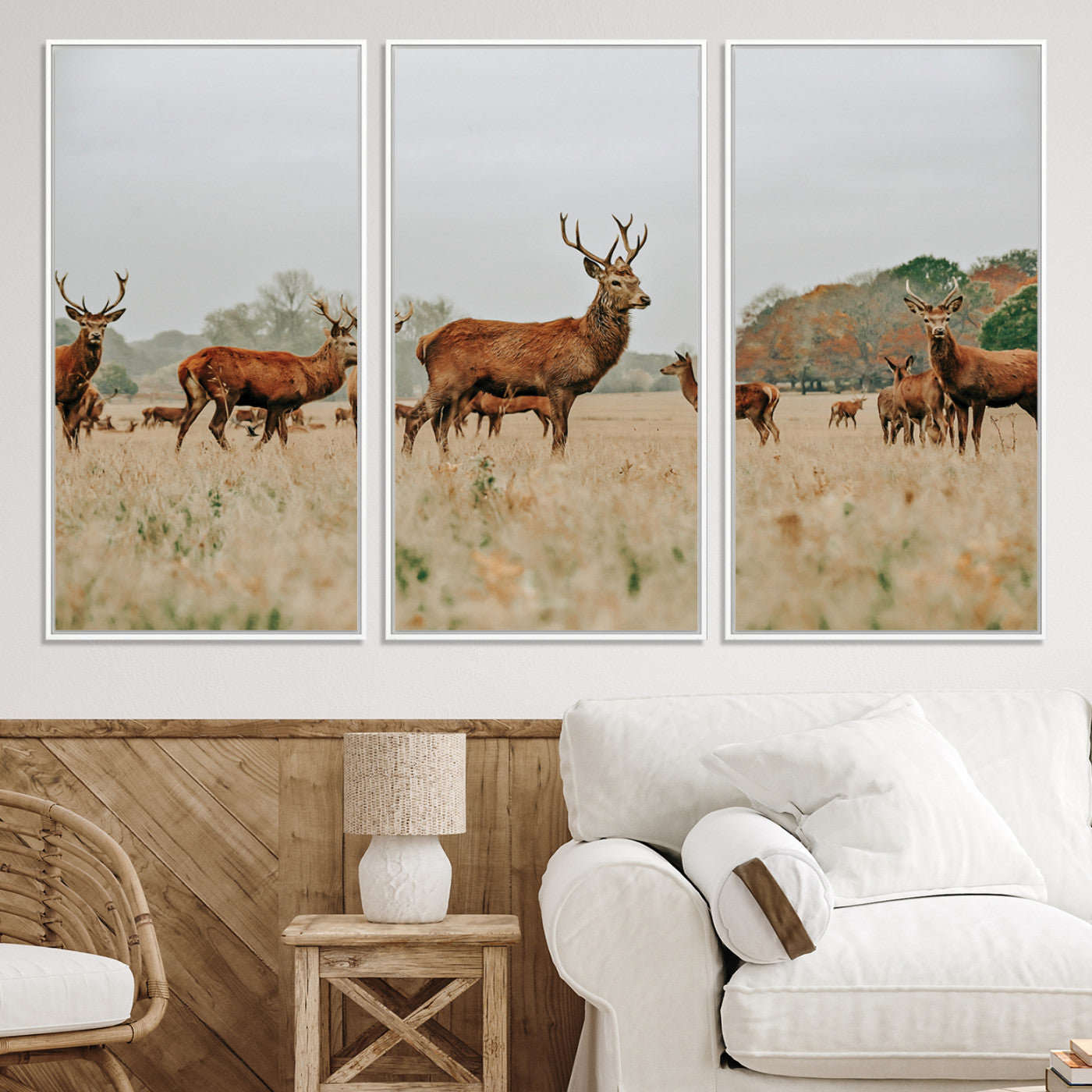 53834371-MGV-CV-36X24-Rustic Deer Print Wall Art Canvas Print