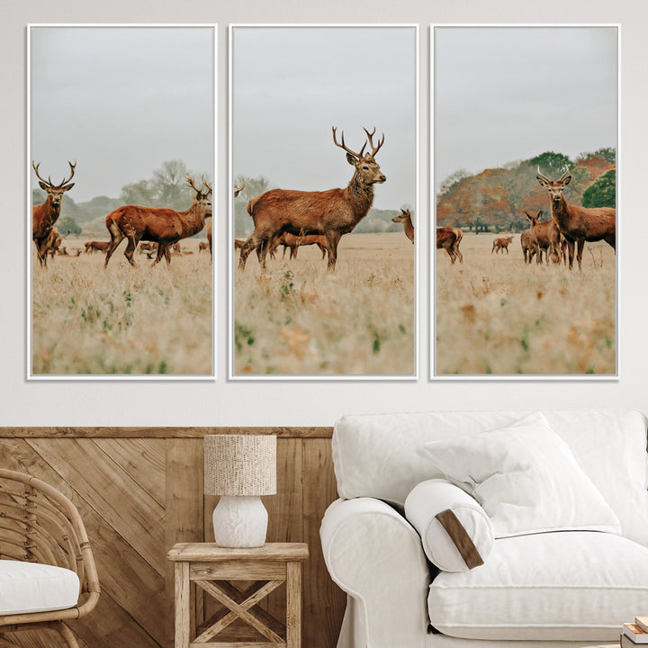 Rustic Deer Print Wall Art Canvas Print