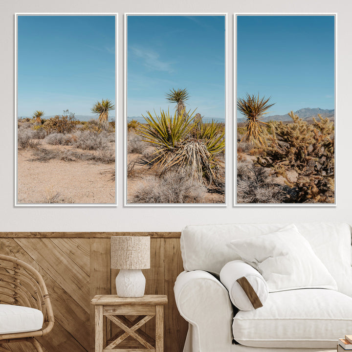 Joshua Tree Wall Art Canvas Print, Desert Landscape Print, Framed Warm Earth Tones Art Print, Large California Southwest Printing