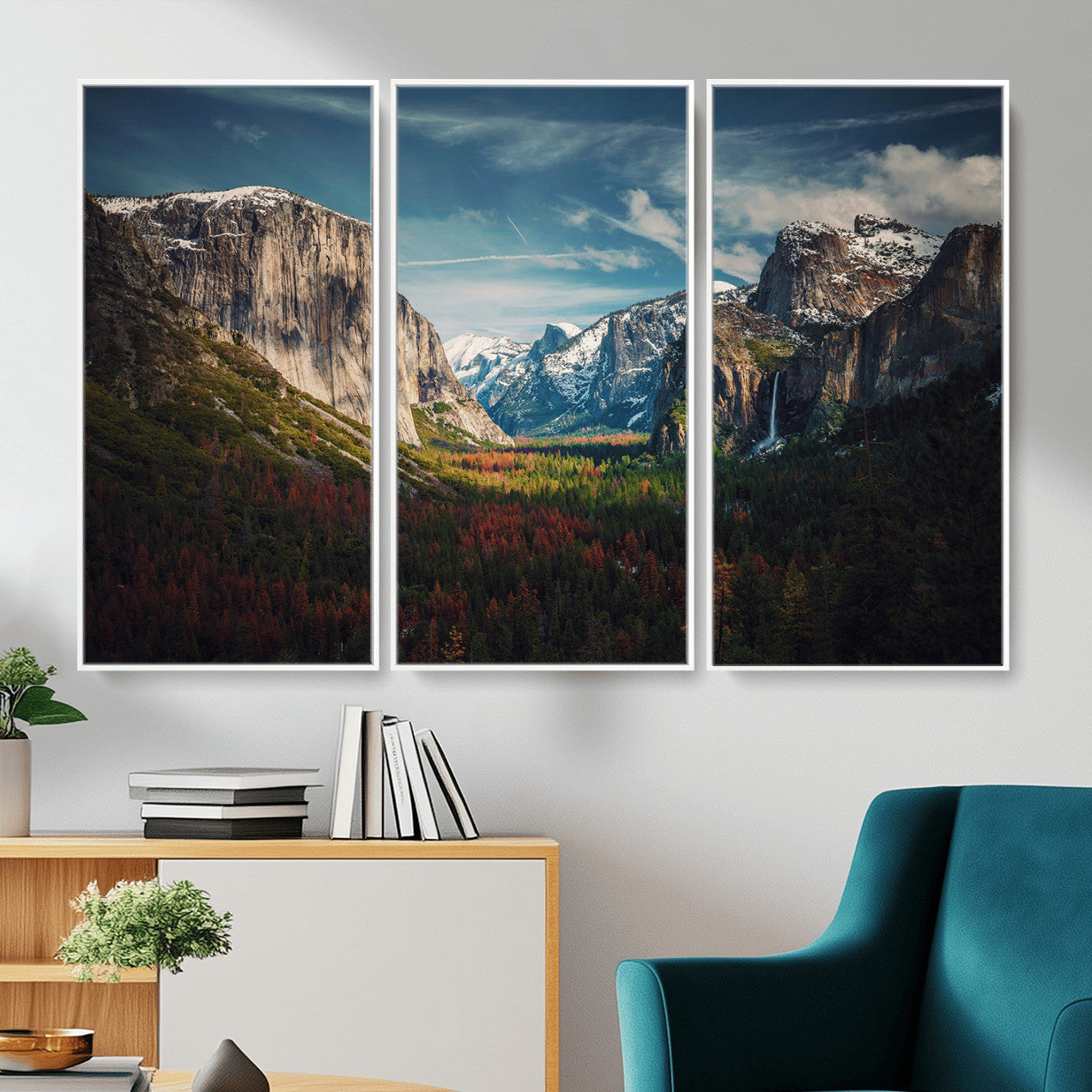 15244033-MGV-CV-36X24 - Yosemite National Park Wall Art – Framed Mountain Landscape El Capitan Canvas Print Scenic Decor for Home, Office Decor