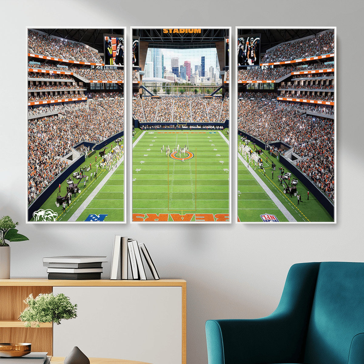 76935553-PAN-FL-20X10 - Chicago Bears Soldiers Field Wall Art Canvas Print, Home Office Wall Decor