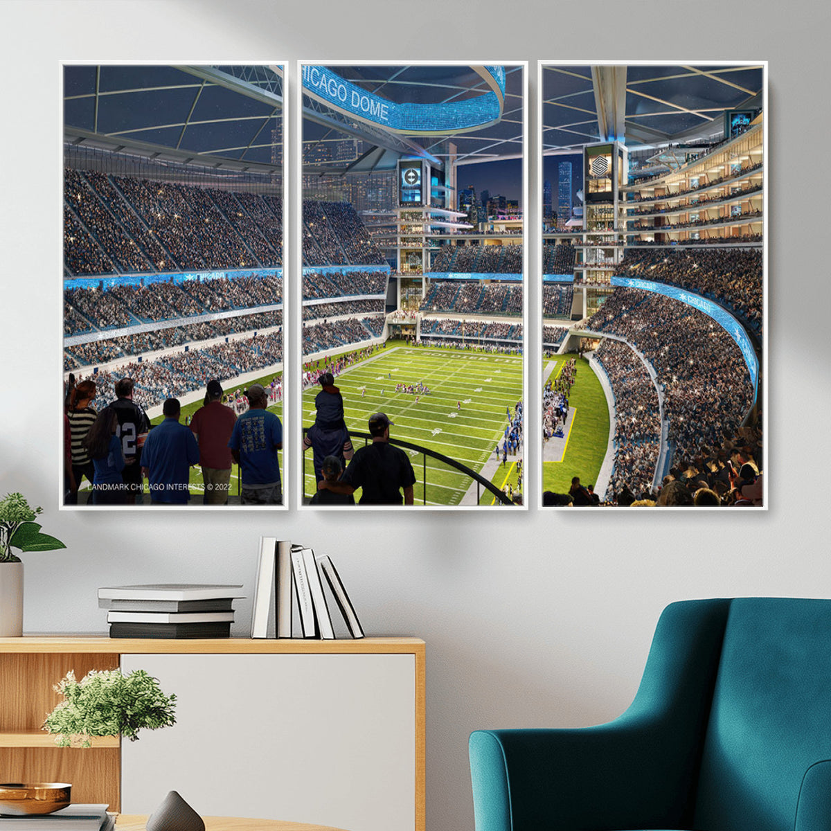 41816511-MGV-CV-36X24 - Chicago Dome Stadium Wall Art Canvas Print, Framed Modern Decor