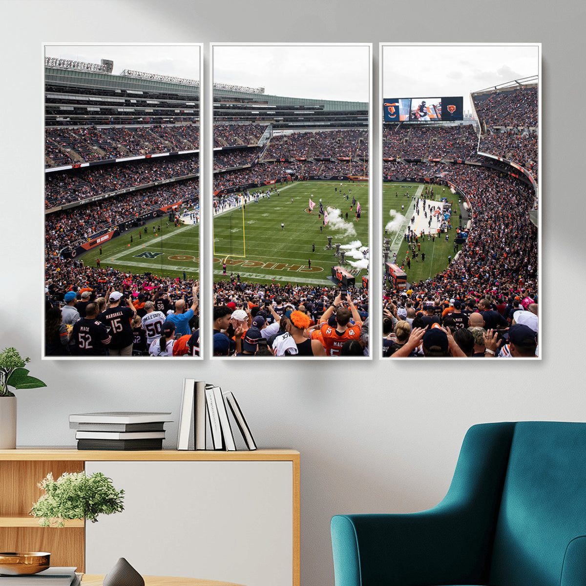 18347149-MGV-CV-36X24 - Chicago Bears Soldier Field Wall Art Canvas Print – Framed Football Stadium Artwork Team Spirit for home, office