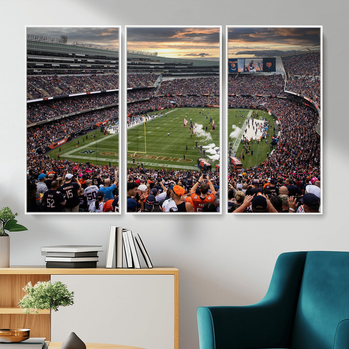 87578930-PAN-FL-20X10 - Chicago Bears Soldiers Field Wall Art Canvas Print, Home Bar Wall Decor