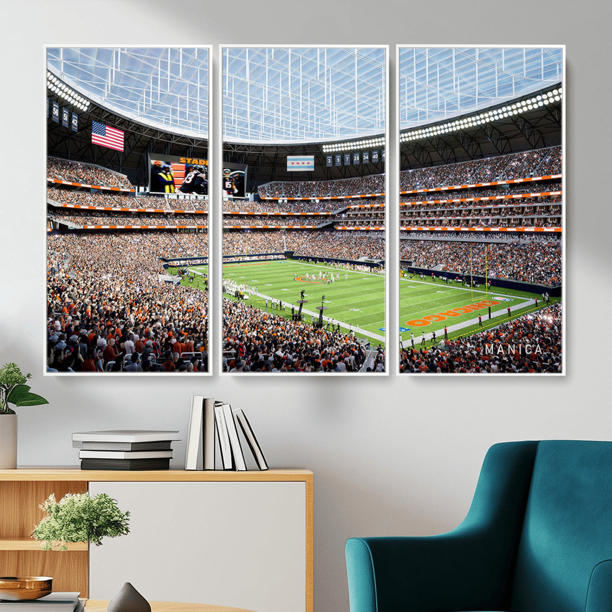 32530647-PAN-FL-20X10 - Chicago Bears Soldiers Field Wall Art Canvas Print, Framed and Ready to Hang
