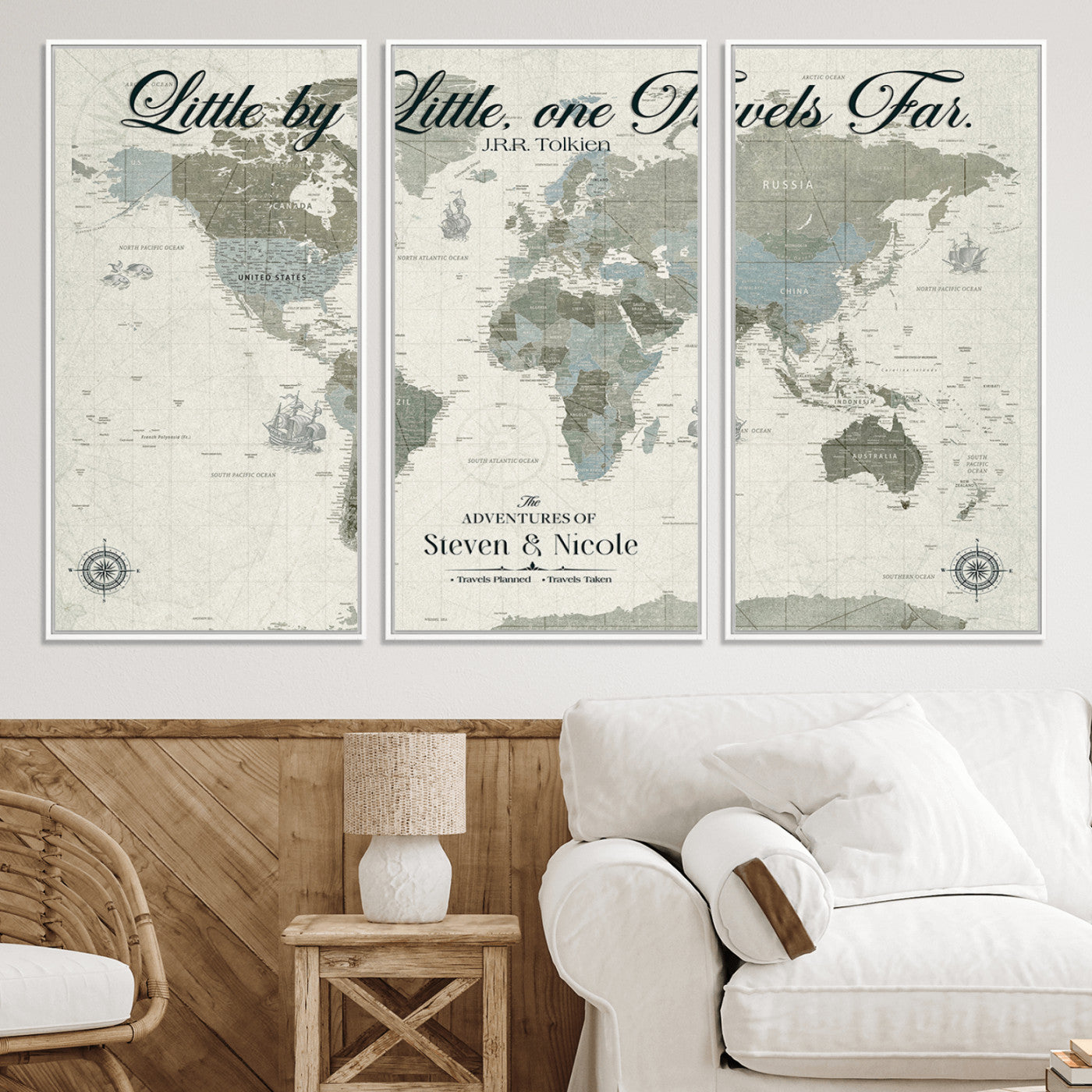 72081300-MGV-CV-36X24-Custom Push Pin World Map Wall Canvas Print – Personalized Travel Tracker with Pins – Framed Large Multi-Size Canvas for Home Office Decor