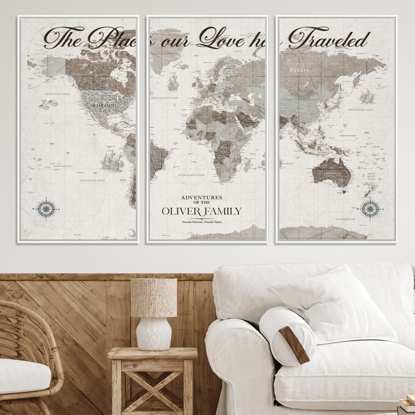 88245481-MGV-CV-36X24-Custom Push Pin World Map Wall Canvas Print – Personalized Travel Tracker with Pins – Framed Large Multi-Size Canvas for Home Office Decor