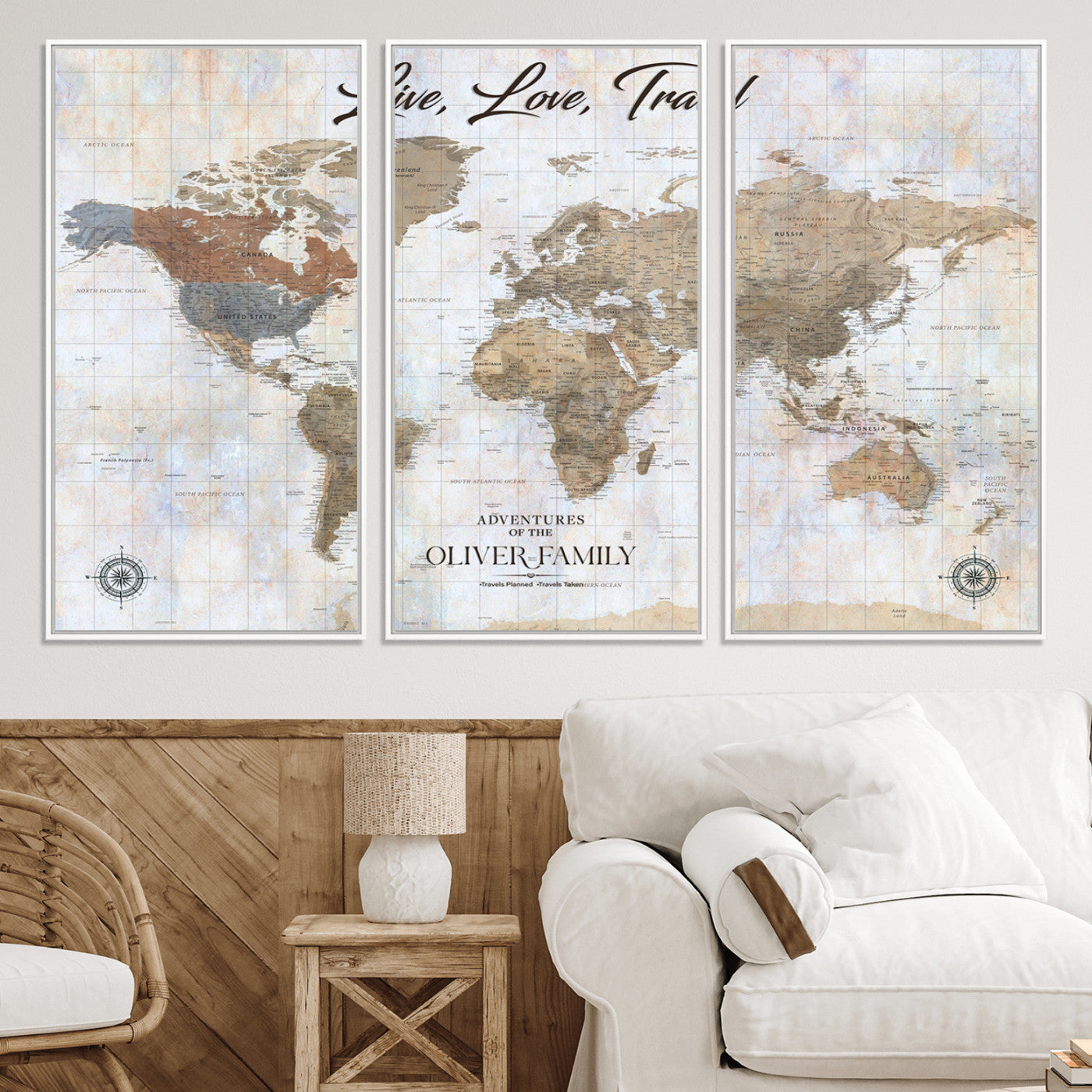 76256172-MGV-CV-36X24-Custom Push Pin World Map Wall Canvas Print – Personalized Travel Tracker with Pins – Framed Large Multi-Size Canvas for Home Office Decor