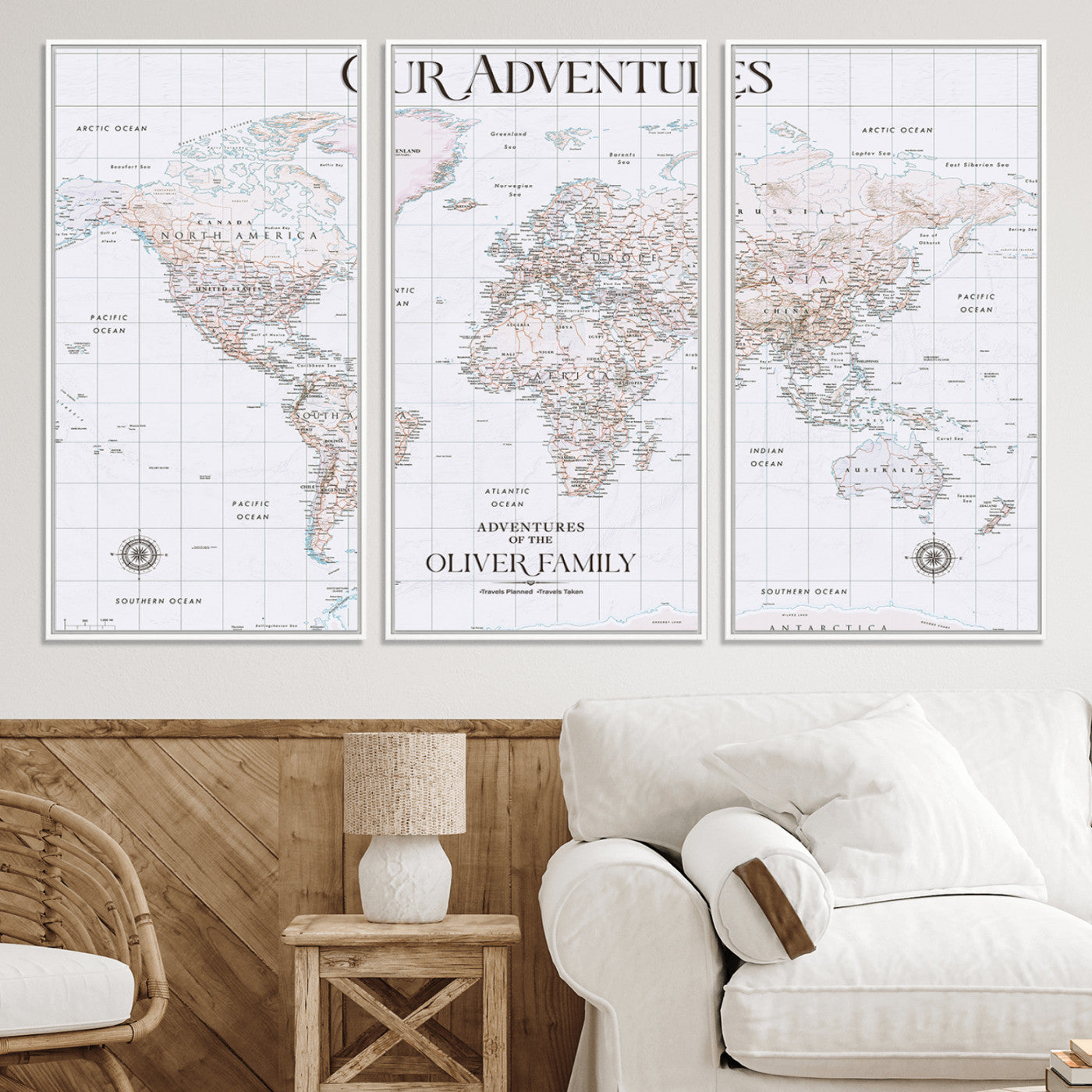 40041157-MGV-CV-36X24-Custom Push Pin World Map Wall Canvas Print – Personalized Travel Tracker with Pins – Framed Large Multi-Size Canvas for Home Office Decor