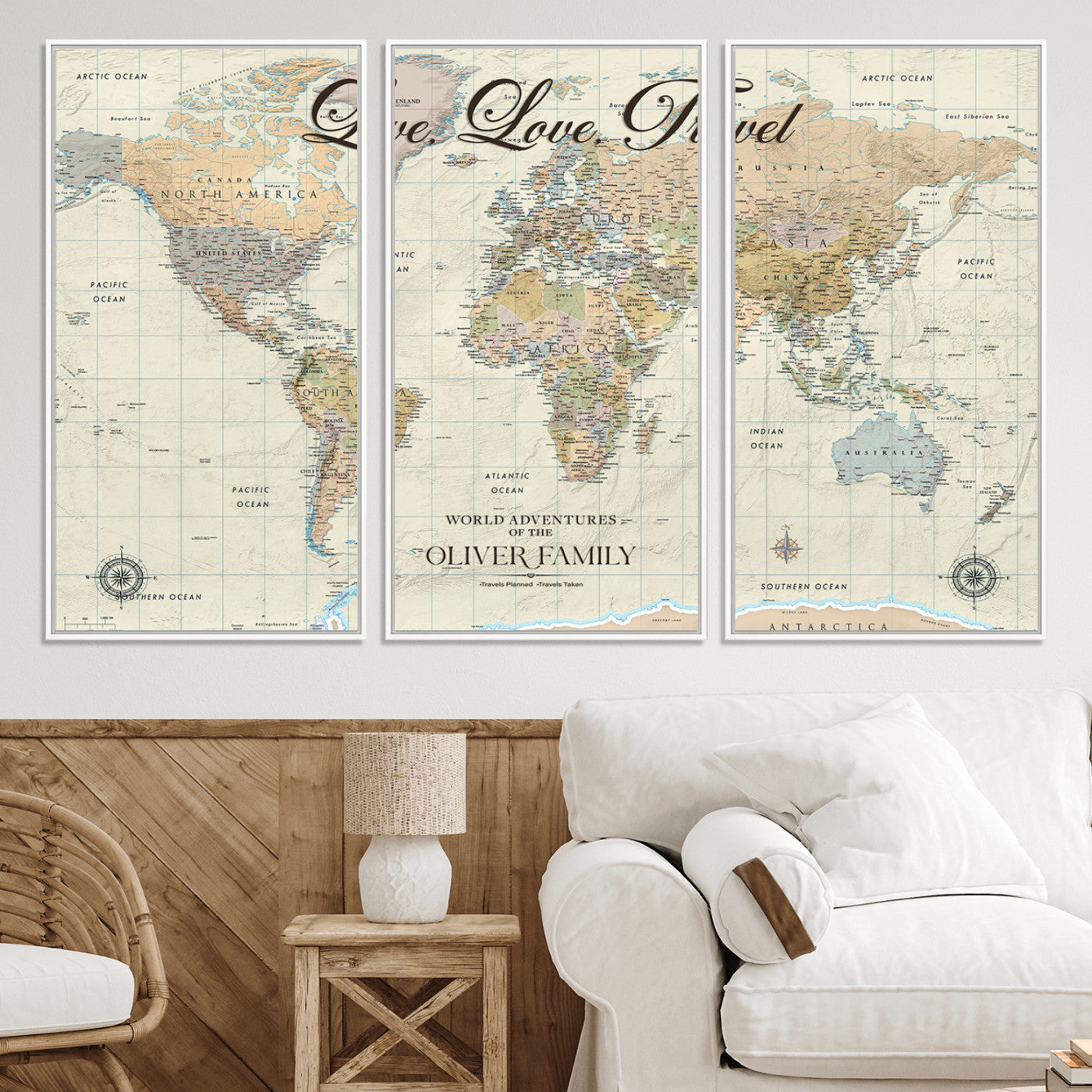 49563244-MGV-CV-36X24-Custom Push Pin World Map Wall Canvas Print – Personalized Travel Tracker with Pins – Framed Large Multi-Size Canvas for Home Office Decor